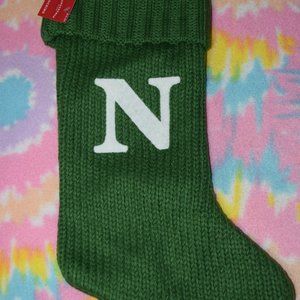 Wondershop Knitted Classic Christmas Monogrammed Initial Stockings Green White